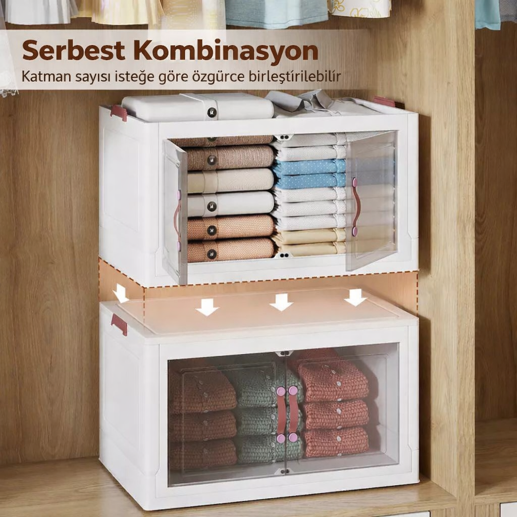 5 Bölmeli Mıknatıs Kapaklı Portatif Tekerlekli Dolap