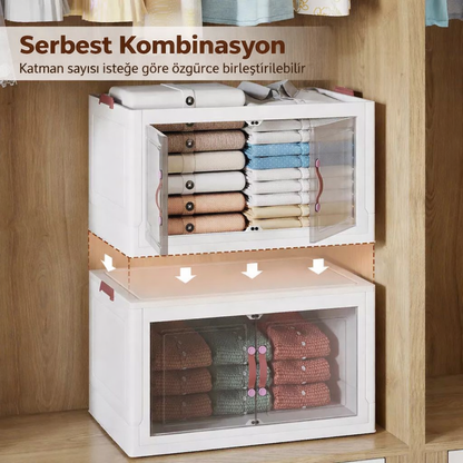 5 Bölmeli Mıknatıs Kapaklı Portatif Tekerlekli Dolap